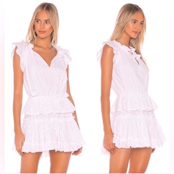 NWOT MISA Los Angeles Lilian White Lace Tiered Dress Size Large - Picture 1 of 13